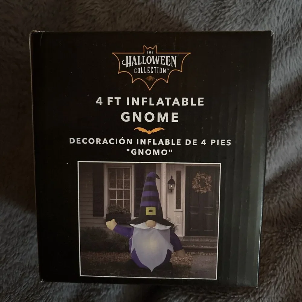 NIB 4 FT Inflatable Light Up Gnome Purple Halloween Collection Outdoor Indoor